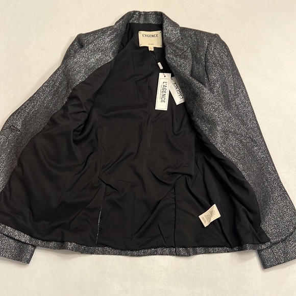 NWT L’AGENCE Chamberlain Blazer Grey Herringbone - Picture 7 of 9